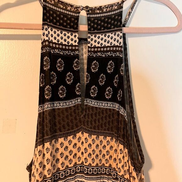 American Eagle Dress M Brown Tan Print Sleeveless Maxi Boho Chic Romantic Beachy - Picture 6 of 9